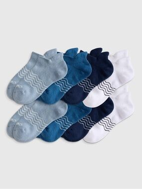 NWT QUINCE 8 Pack Kids Organic Cotton Ankle Socks Kid Large 3-4 Blue/Multi 8057